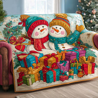 Gift Wonderland Snowmen Quilted Sofa Cover NCU0XD1251