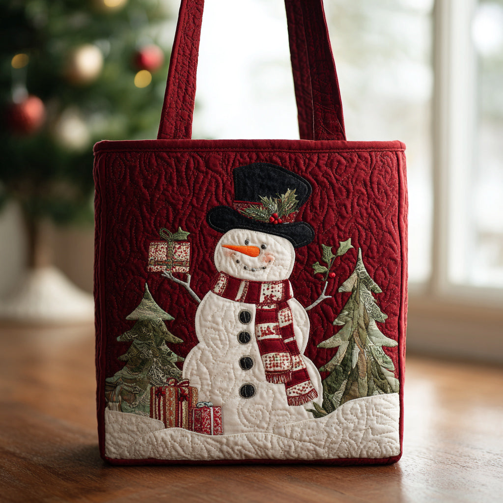 Gifted Snowman Joy Quilted Tote Bag NCU0HH308