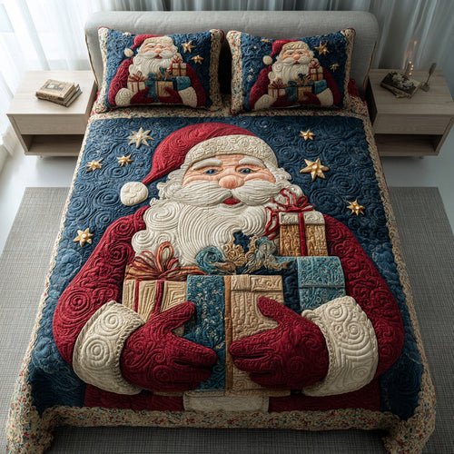 Gifting Santa Claus 3-Piece Quilted Bedding Set NCU0HH347