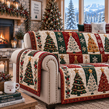 Gilded Evergreen Forest Quilted Sofa Cover NCU0VL4033