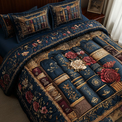 Gilded Literary Dreams 3-Piece Quilted Bedding Set NCU0NT4867