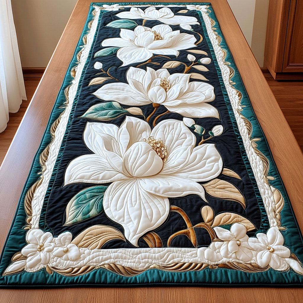 Gilded Magnolia Quilted Table Runner NCU0PT3983