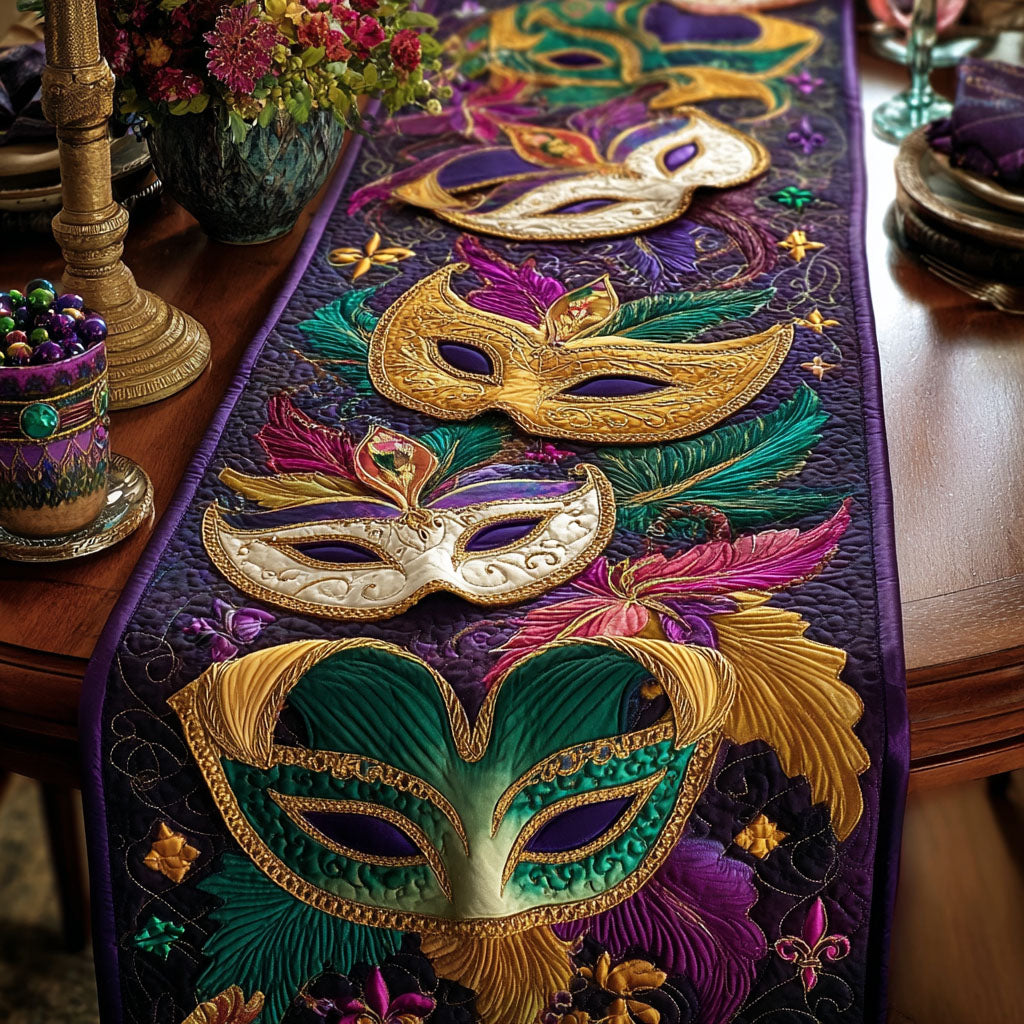 Gilded Mask Parade Quilted Table Runner NCU0PT11100