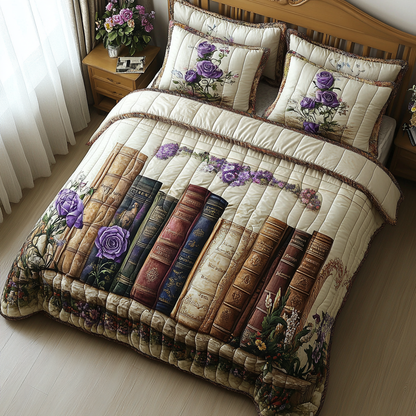 Gilded Pages 3-Piece Quilted Bedding Set NCU0DV4030