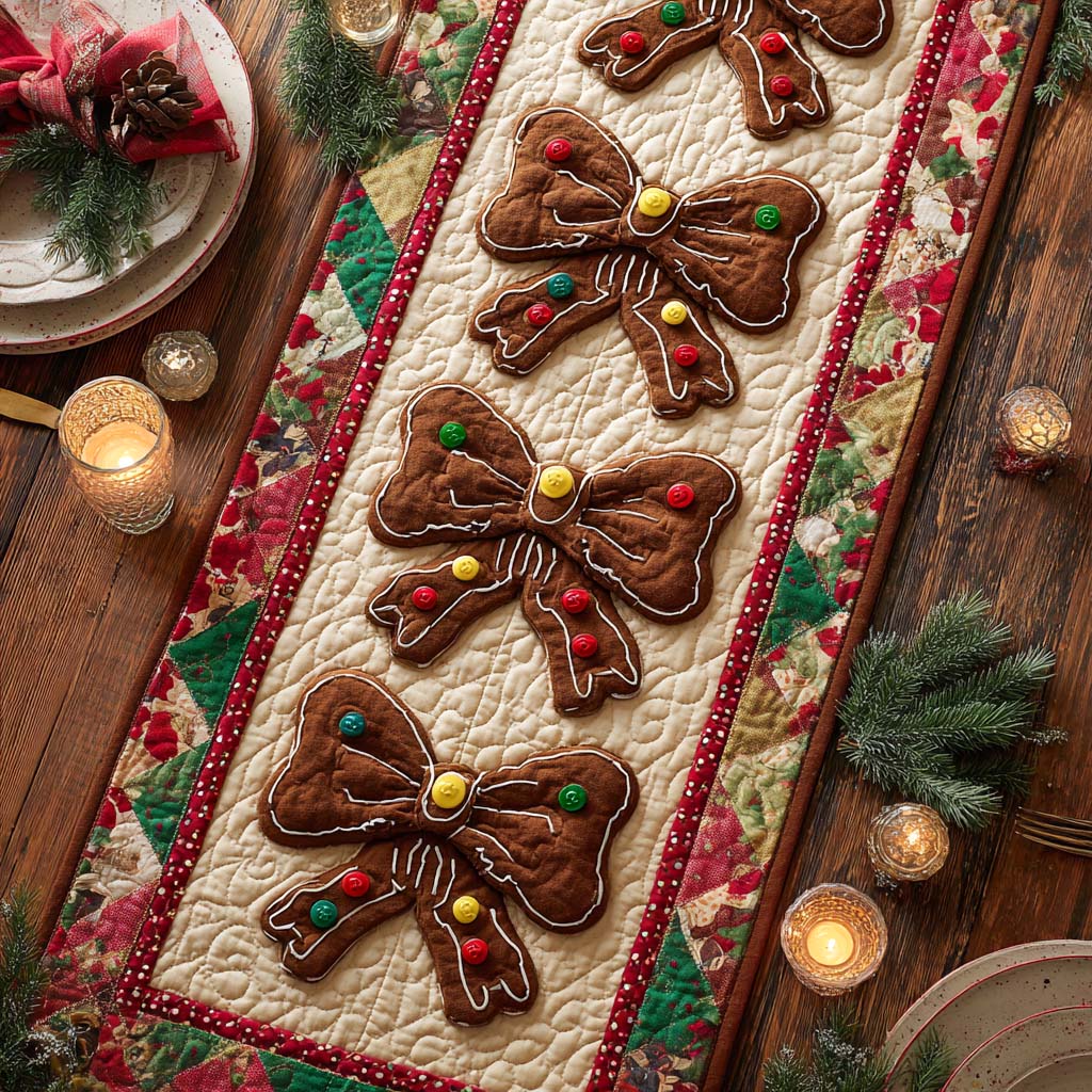 Ginger Bow Quilted Table Runner NCU0XD423