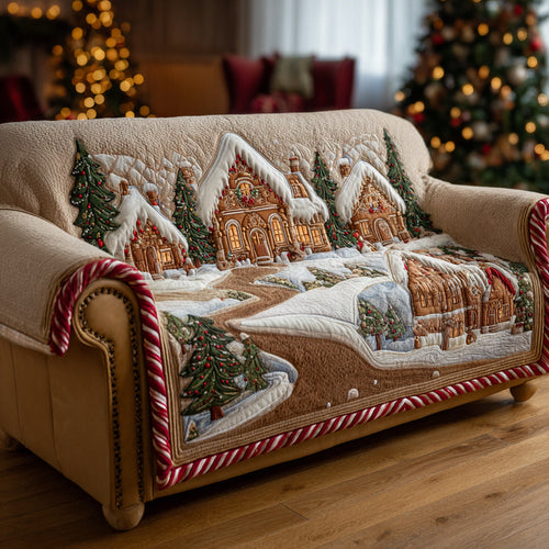 Ginger Christmas Village Quilted Sofa Cover NCU0HH1315