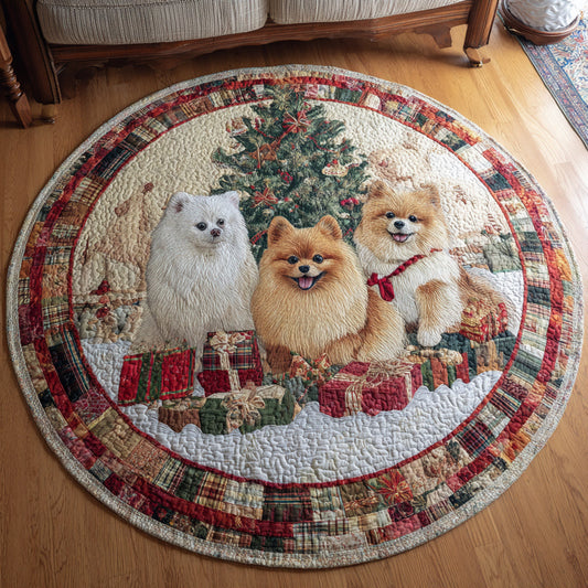 Ginger Pom Smile Quilted Round Mat NCU0HH1022