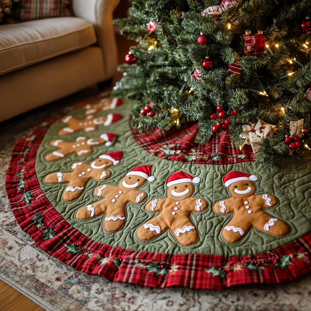 Ginger Snap Christmas Quilted Tree Skirt NCU0VH124