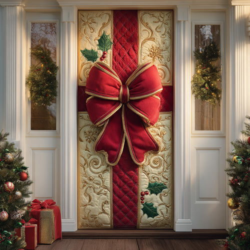 Gingerbread Bow Trail Quilted Door Cover NCU0TD1639
