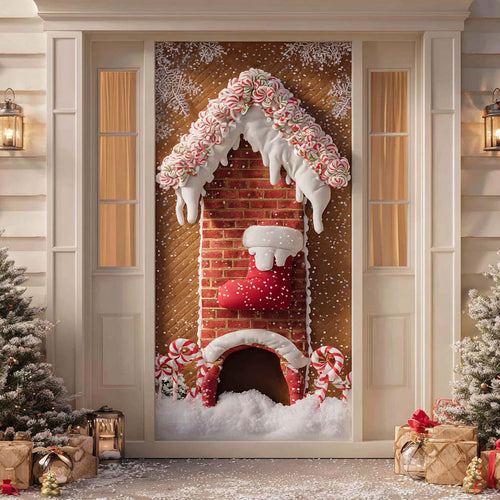 Gingerbread Chimney Stack Quilted Door Cover NCU0XD1946
