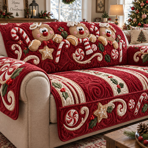 Gingerbread Christmas Cheer Quilted Sofa Cover NCU0PT12135