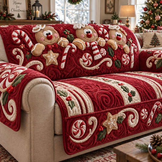 Gingerbread Christmas Cheer Quilted Sofa Cover NCU0PT12135
