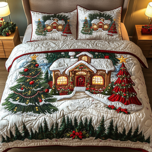 Gingerbread Cottage 3-Piece Quilted Bedding Set NCU0VH405