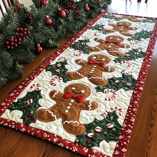 Gingerbread Cottage Charm Quilted Table Runner NCU0DK1427