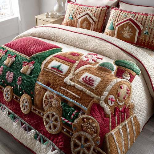 Gingerbread Cozy Lane 3-Piece Quilted Bedding Set NCU0TD1933