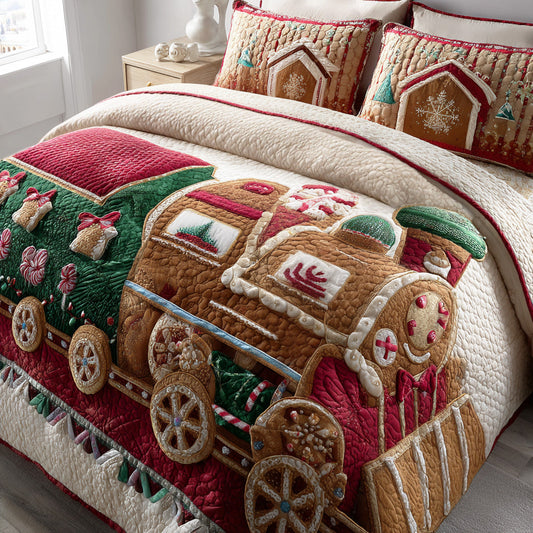 Gingerbread Cozy Lane 3-Piece Quilted Bedding Set NCU0TD1933