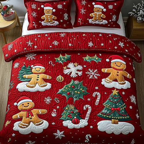 Gingerbread Dreams 3-Piece Quilted Bedding Set NCU0DK2177