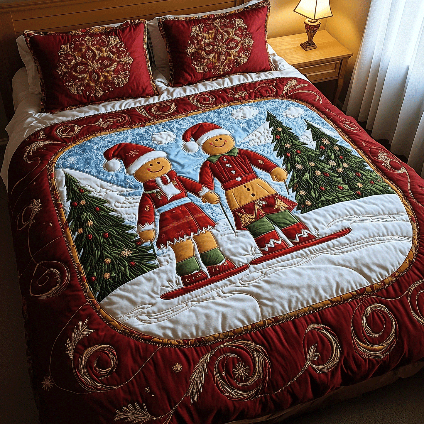 Gingerbread Dreams 3-Piece Quilted Bedding Set NCU0TH2210