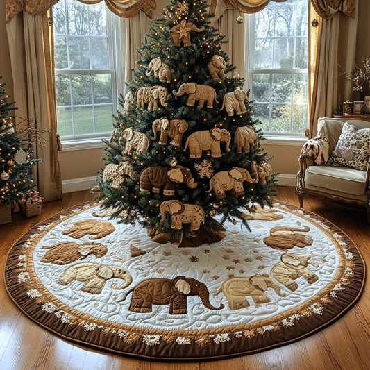 Gingerbread Elephant Parade Quilted Christmas Tree Skirt NCU0DV7833
