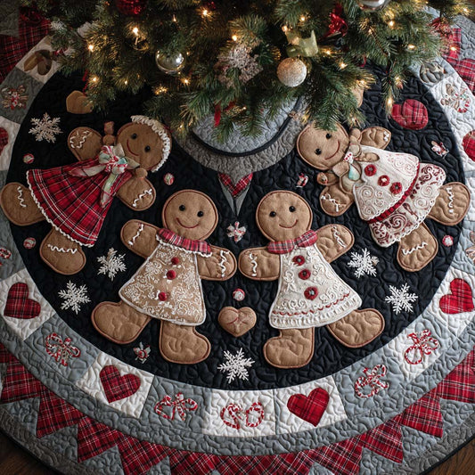 Gingerbread Family Circle Quilted Tree Skirt NCU0XD2091