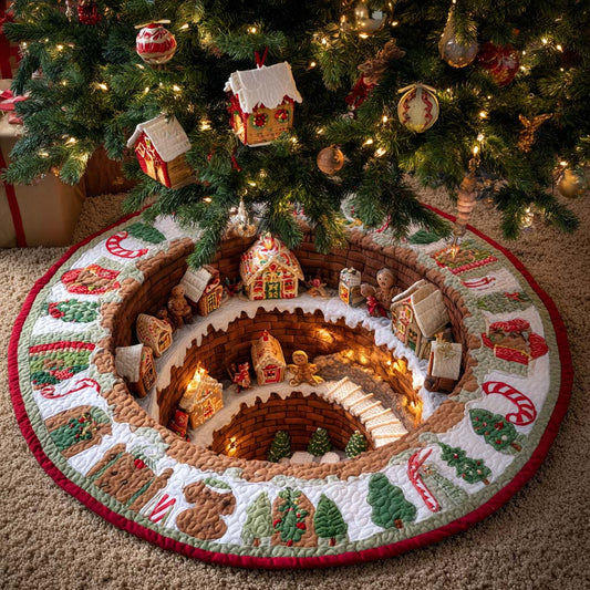 Gingerbread Fireplace Haven Quilted Round Mat NCU0XD1696