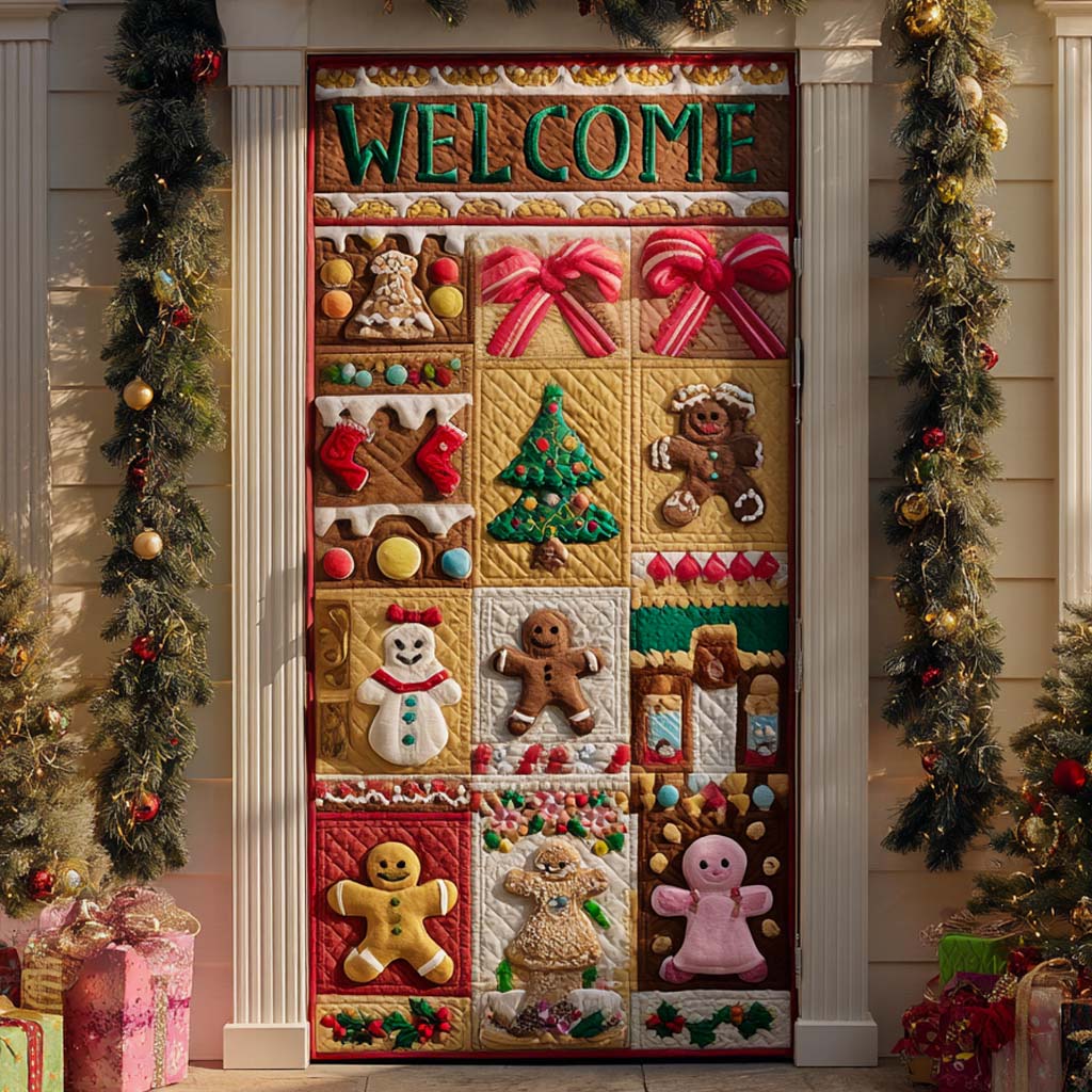 Gingerbread Gatehouse Quilted Door Cover NCU0XD1951