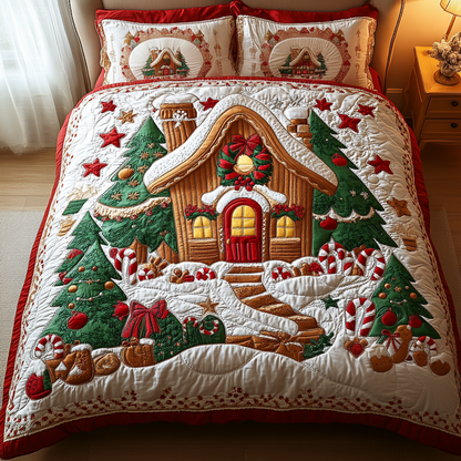 Gingerbread Glow 3-Piece Quilted Bedding Set NCU0VH506