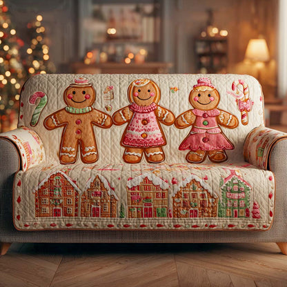 Gingerbread House Joy Quilted Sofa Cover NCU0XD1662