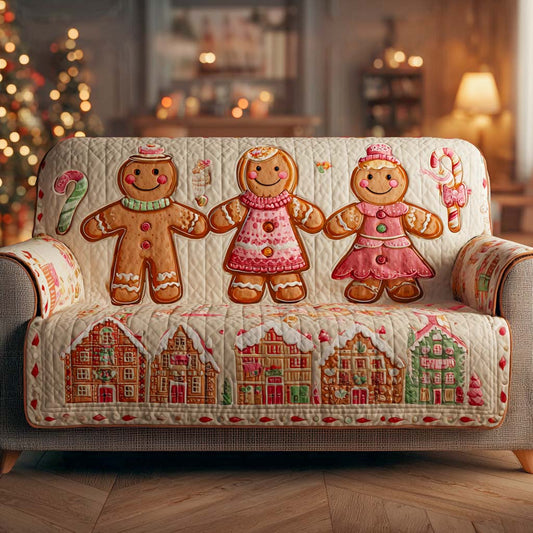 Gingerbread House Joy Quilted Sofa Cover NCU0XD1662