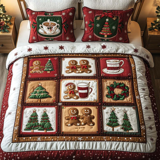 Gingerbread Joy 3-Piece Quilted Bedding Set NCU0NT2335