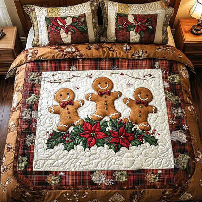 Gingerbread Joy 3-Piece Quilted Bedding Set NCU0NT9906