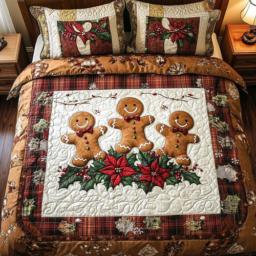 Gingerbread Joy 3-Piece Quilted Bedding Set NCU0NT9906