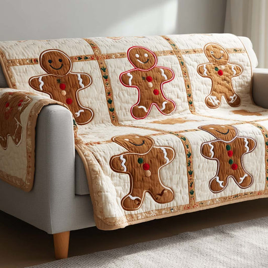 Gingerbread Joy Quilted Sofa Cover NCU0XD744