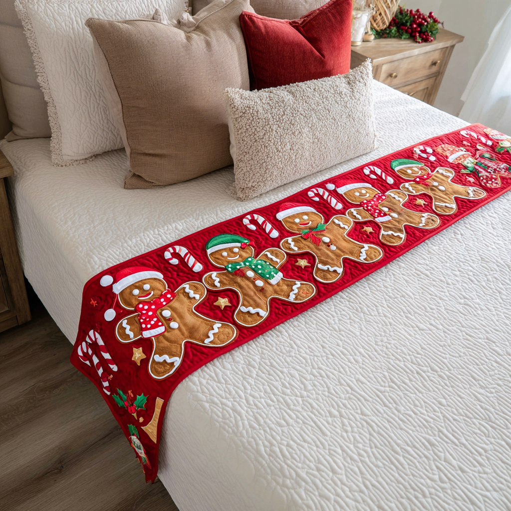 Gingerbread Magic Quilted Bed Runner NCU0DK9985
