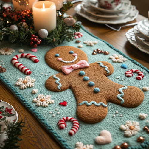 Gingerbread Man Quilted Table Runner NCU0DV1060