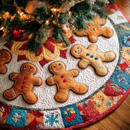 Gingerbread Man Sugar Quilted Christmas Tree Skirt NCU0HH1397