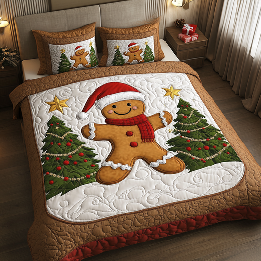 Gingerbread Serenity 3-Piece Quilted Bedding Set NCU0VH1287
