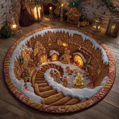 Gingerbread Tunnel Delight Quilted Round Mat NCU0XD1686