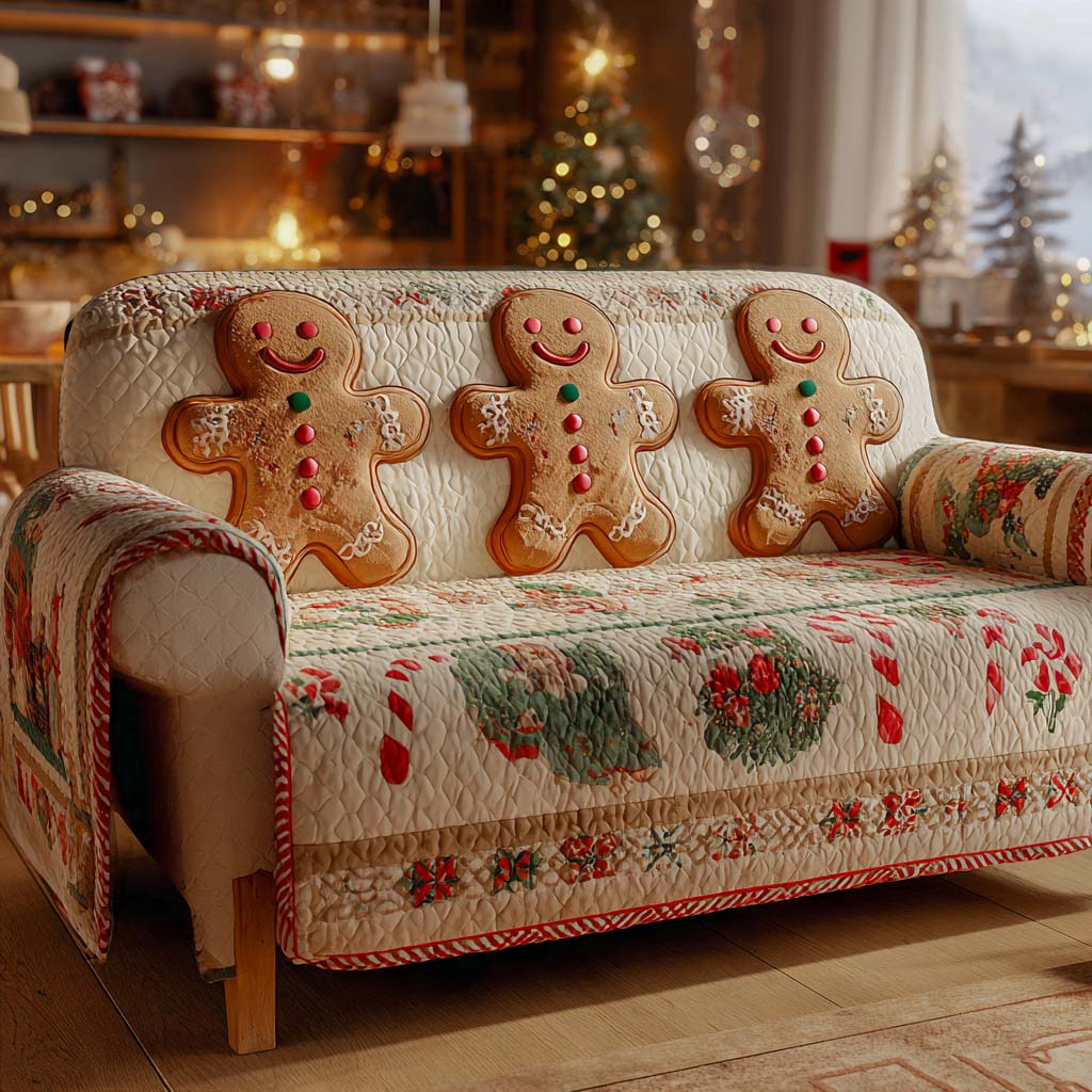 Gingerbread Village Cheer Quilted Sofa Cover NCU0XD1660