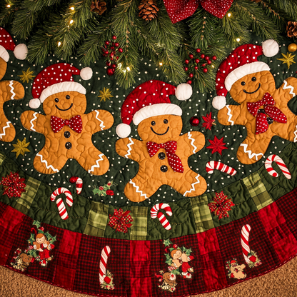 Gingerbread Village Delight Christmas Quilted Tree Skirt NCU0DK1486