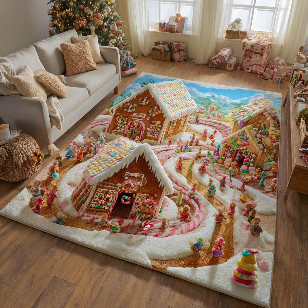 Gingerbread Village Nightfall Area Rug NCU0XD1957