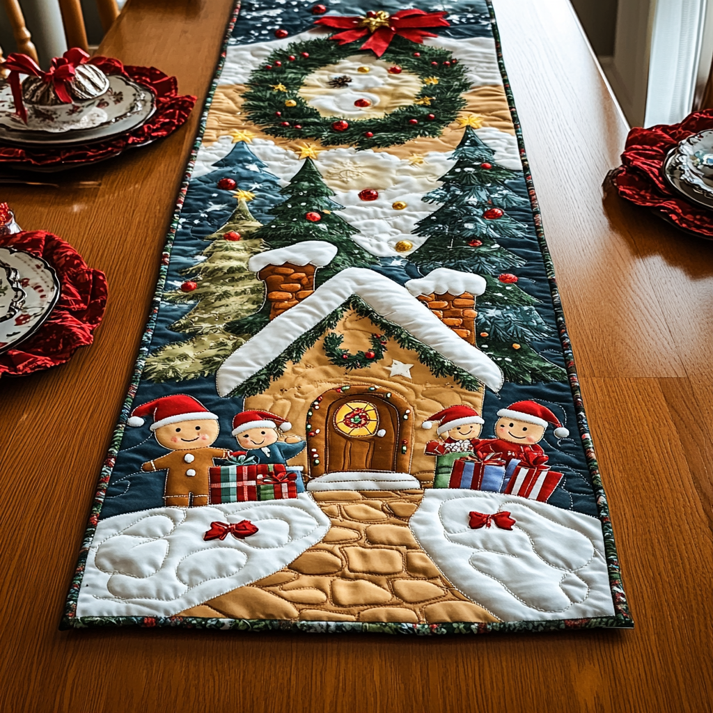 Gingerbread Warmth Quilted Table Runner NCU0VH799 – Vantique