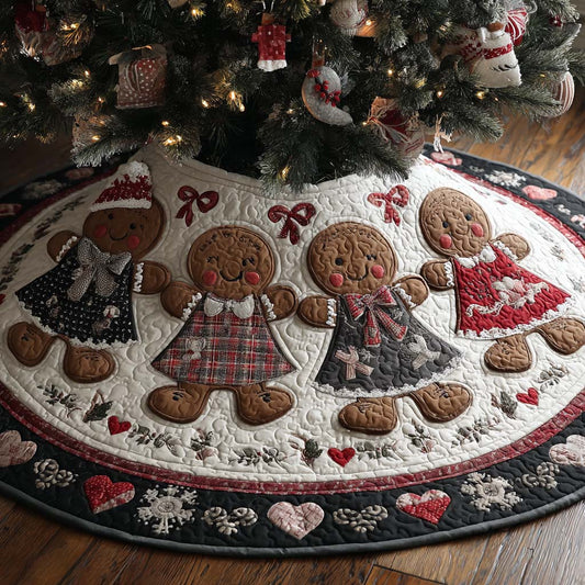 Gingerbread Winter Dance Quilted Tree Skirt NCU0XD2092