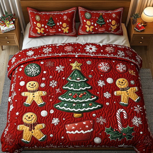 Gingerbread Wonderland 3-Piece Quilted Bedding Set NCU0DK2224