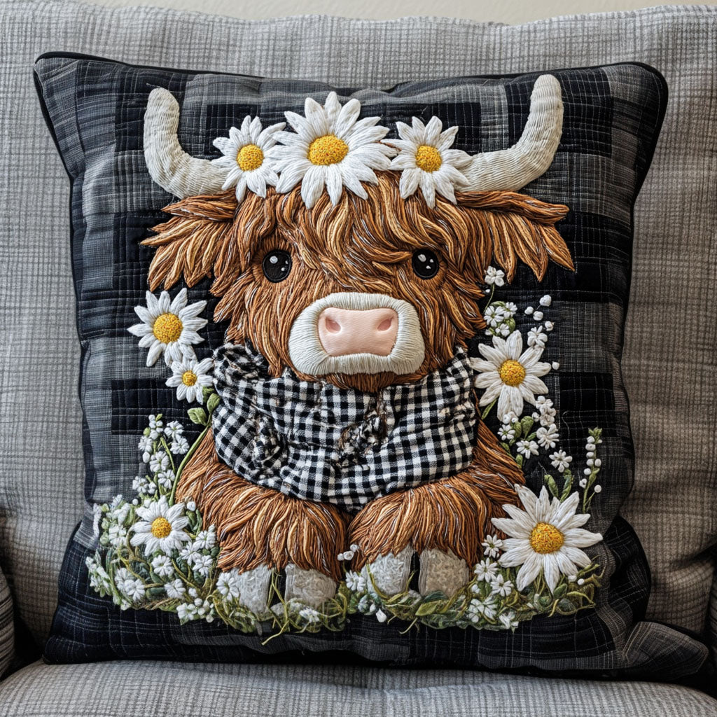 Gingham Daisy Moo Quilted Pillow Case NCU0NT5739