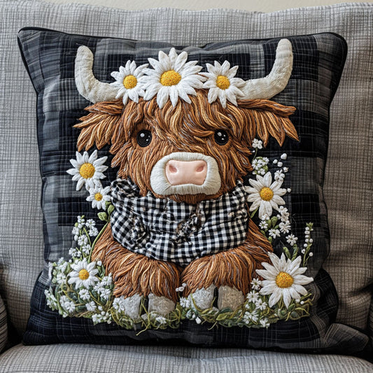 Gingham Daisy Moo Quilted Pillow Case NCU0NT5739