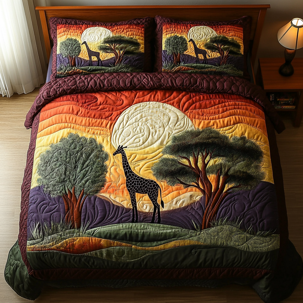 Giraffe Bliss 3-Piece Quilted Bedding Set NCU0DK7360