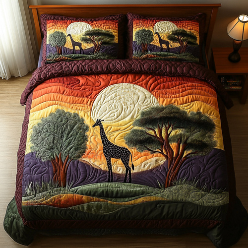 Giraffe Bliss 3-Piece Quilted Bedding Set NCU0DK7360