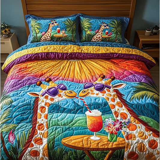 Giraffe Escape 3-Piece Quilted Bedding Set NCU0DK7355