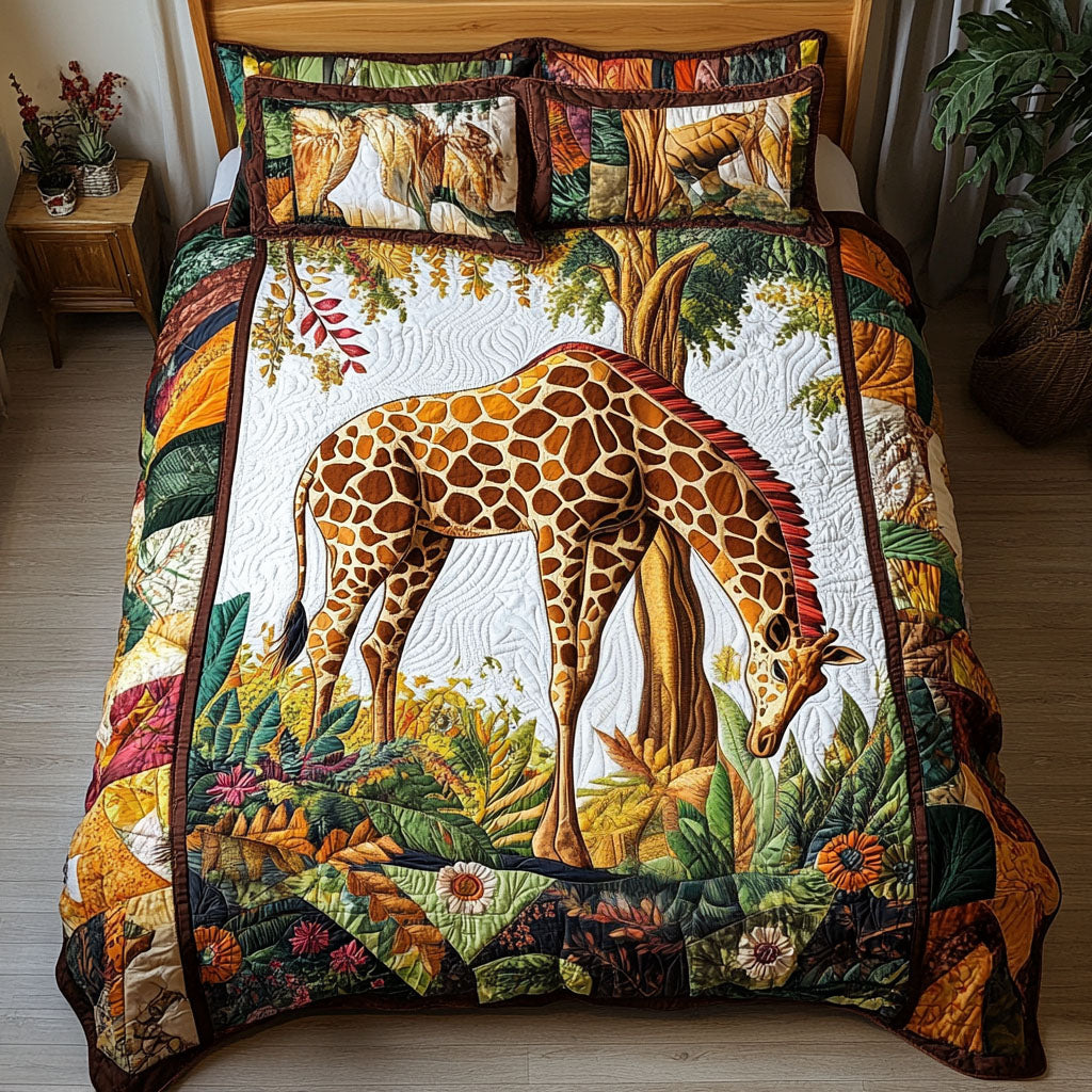 Giraffe Haven 3-Piece Quilted Bedding Set NCU0PT4352